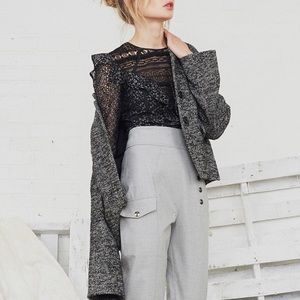 Marissa Webb Gabrielle Frayed Guipure Lace Blouse